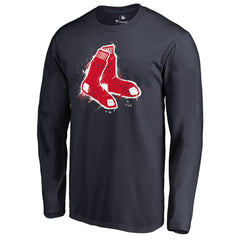 Boston Red Sox Splatter Logo Long Sleeve T-Shirt - Navy - MLB Sale