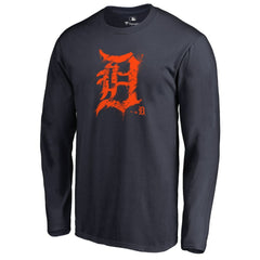 Detroit Tigers Splatter Logo Long Sleeve T-Shirt - Navy - MLB Online