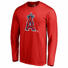 Los Angeles Angels Splatter Logo Long Sleeve T-Shirt - Red - MLB Sale