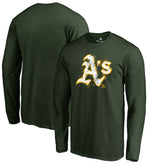 Athletics Splatter Logo Long Sleeve T-Shirt - Green - MLB on Sale