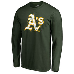 Athletics Splatter Logo Long Sleeve T-Shirt - Green - MLB on Sale