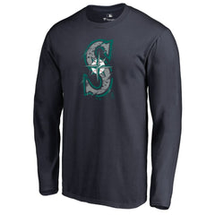 Seattle Mariners Splatter Logo Long Sleeve T-Shirt - Navy - MLB Lifestyle