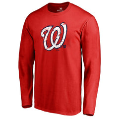 Washington Nationals Splatter Logo Long Sleeve T-Shirt - Red - MLB on Sale