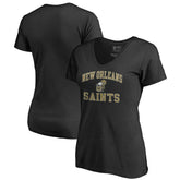 New Orleans Saints Women's Vintage Collection Victory Arch V-Neck T-Shirt Black