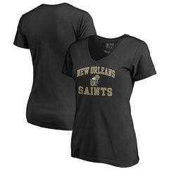New Orleans Saints Women's Vintage Collection Victory Arch V-Neck T-Shirt Black