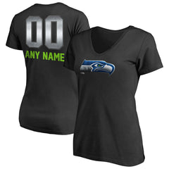 Seattle Seahawks Women's Personalized Midnight Mascot T-Shirt Black