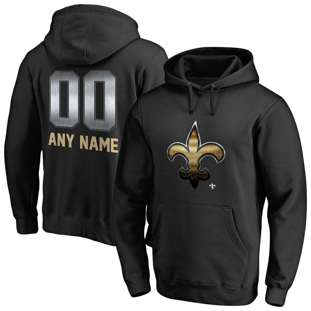 New Orleans Saints Personalized Midnight Mascot Pullover Hoodie Black