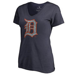 Detroit Tigers Women's Static Logo V-Neck T-Shirt - Navy - MLB Online