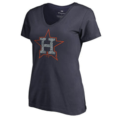 Houston Astros Women's Static Logo V-Neck T-Shirt - Navy - MLB on Sale