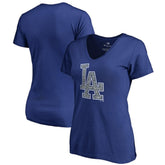 Los Angeles Dodgers Women's Static Logo V-Neck T-Shirt - Royal - MLB on Sale
