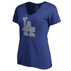 Los Angeles Dodgers Women's Static Logo V-Neck T-Shirt - Royal - MLB on Sale