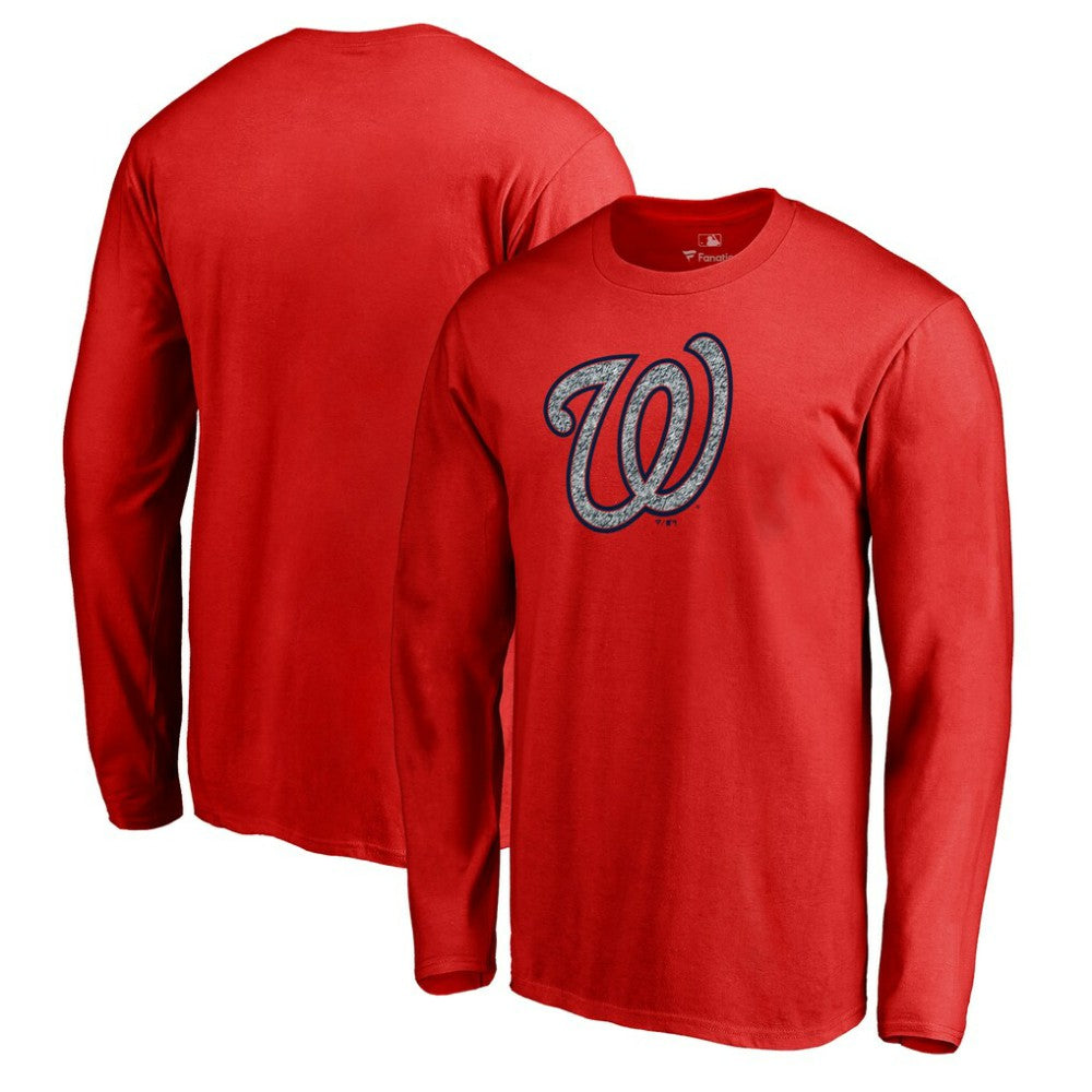 Washington Nationals Static Logo Long Sleeve T-Shirt - Red - MLB on Sale