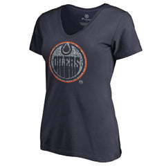 Edmonton Oilers Women's Static Logo V-Neck T-Shirt - Navy - NHL 2926736