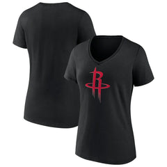 Houston Rockets Women's Primary Logo V-Neck T-Shirt Black