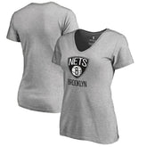 Brooklyn Nets Women's Primary Logo V-Neck T-Shirt Ash
