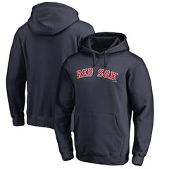 Boston Red Sox Official Wordmark Fitted Pullover Hoodie - Navy - MLB Sale