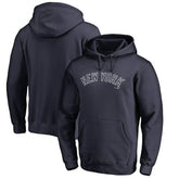 New York Yankees Official Wordmark Fitted Pullover Hoodie - Navy - MLB on Sale