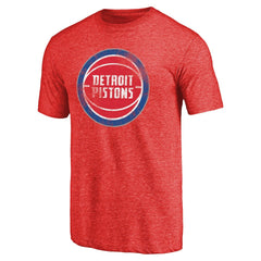 Detroit Pistons Distressed Logo Tri-Blend T-Shirt Red
