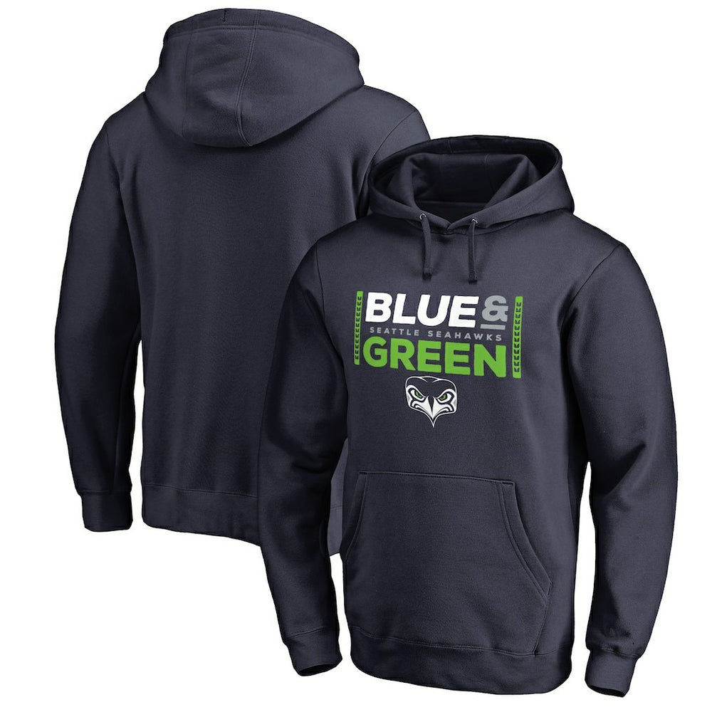 Seattle Seahawks Alternate Team Logo Gear Blue & Green Pullover Hoodie College Navy