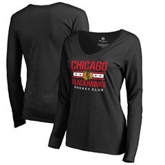 Chicago Blackhawks Women's Hometown Collection V-Neck Long Sleeve T-Shirt - Black - NHL 2970568