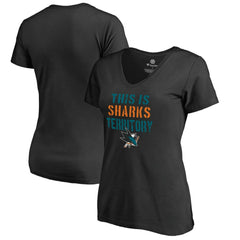San Jose Sharks Women's Fan Favorite Team Slogan V-Neck T-Shirt - Black - NHL 2970771