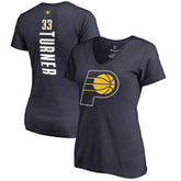 Myles Turner Indiana Pacers Women's Backer Name and Number V-Neck T-Shirt Navy