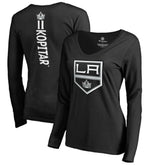 Anze Kopitar Los Angeles Kings Women's Backer Name & Number Slim Fit Long Sleeve V-Neck T-Shirt - Black - NHL 2975482