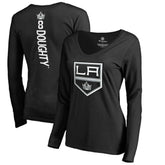Drew Doughty Los Angeles Kings Women's Backer Name & Number Slim Fit Long Sleeve V-Neck T-Shirt - Black - NHL 2975483