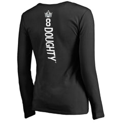 Drew Doughty Los Angeles Kings Women's Backer Name & Number Slim Fit Long Sleeve V-Neck T-Shirt - Black - NHL 2975483