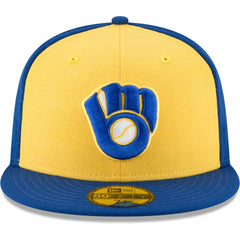 Milwaukee Brewers New Era Cooperstown Collection Wool 59FIFTY Fitted Hat - Yellow - New Era Discount