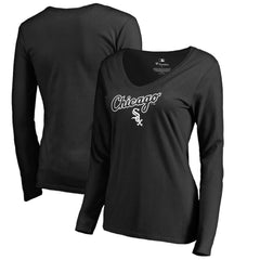 Chicago White Sox Women's Team Lockup Slim Fit Long Sleeve V-Neck T-Shirt - Black - MLB Online