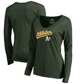 Athletics Women's Team Lockup Slim Fit Long Sleeve V-Neck T-Shirt - Green - MLB Online