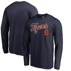 Detroit Tigers Team Lockup Long Sleeve T-Shirt - Navy - MLB Lifestyle
