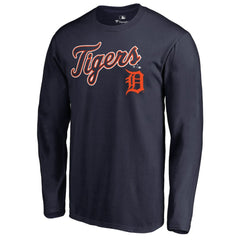 Detroit Tigers Team Lockup Long Sleeve T-Shirt - Navy - MLB Lifestyle