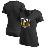 Pittsburgh Pirates Women's Hometown Collection Yinzer Nation V-Neck T-Shirt - Black - MLB Sale