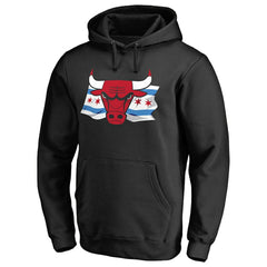 Chicago Bulls Hometown Collection Chicago Flag Pullover Hoodie Black
