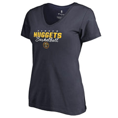 Denver Nuggets Women's Script Assist V-Neck T-Shirt Navy