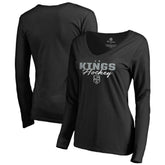 Los Angeles Kings Women's Iconic Collection Script Assist Long Sleeve V-Neck T-Shirt - Black - NHL 3008708