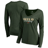 Minnesota Wild Women's Iconic Collection Script Assist Long Sleeve V-Neck T-Shirt - Green - NHL 3008709
