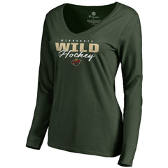 Minnesota Wild Women's Iconic Collection Script Assist Long Sleeve V-Neck T-Shirt - Green - NHL 3008709