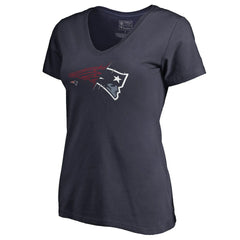 New England Patriots Women's X-Ray V-Neck T-Shirt Navy