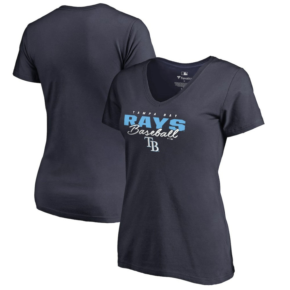 Tampa Bay Rays Women's Script Assist V-Neck T-Shirt - Navy - MLB Sale