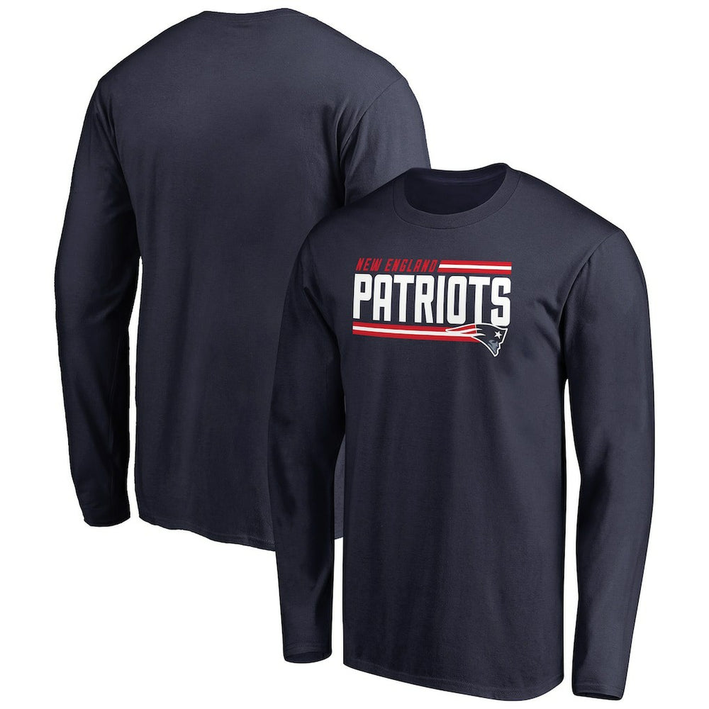 New England Patriots Iconic Collection On Side Stripe Long Sleeve T-Shirt Navy
