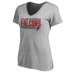 Atlanta Falcons Women's Iconic Collection On Side Stripe V-Neck T-Shirt Heather Gray