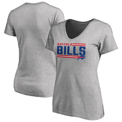 Buffalo Bills Women's Iconic Collection On Side Stripe V-Neck T-Shirt Ash