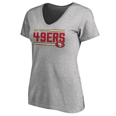 San Francisco 49ers Women's Iconic Collection On Side Stripe V-Neck T-Shirt Ash