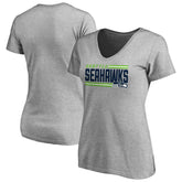 Seattle Seahawks Women's Iconic Collection On Side Stripe V-Neck T-Shirt Heather Gray