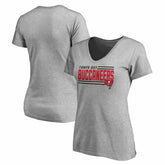 Tampa Bay Buccaneers Women's Iconic Collection On Side Stripe V-Neck T-Shirt Heather Gray