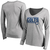 Indianapolis Colts Women's Iconic Collection On Side Stripe Long Sleeve V-Neck T-Shirt Ash
