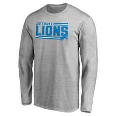 Detroit Lions Iconic Collection On Side Stripe Long Sleeve T-Shirt Ash